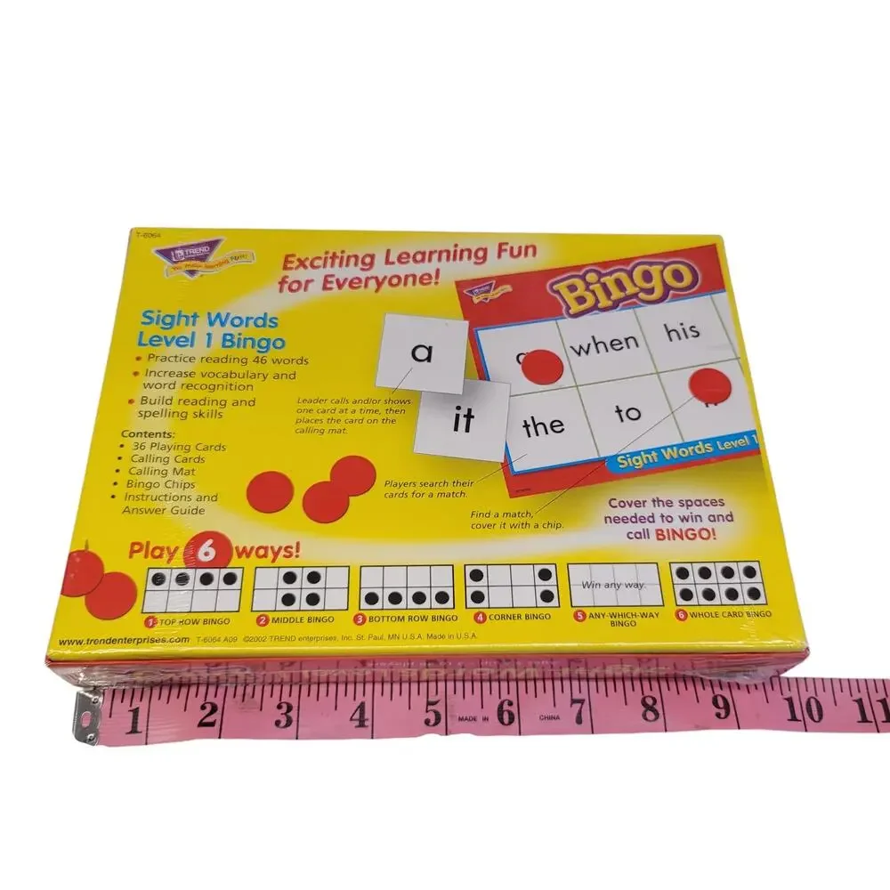 Sight Words Level 1 Bingo Game Homeschool Learning to Read NEW